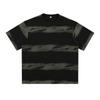 Camiseta Masculina de Algodão Puro com Listras Color Block Tie-Dye Imitação, Estilo Verão, Camiseta Tendência Bordada de Marca, Manga Meia-Manga Retrô Japonesa