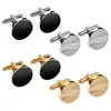 Conjunto de 4 Pares de Abotoaduras Amazon Transfronteiriça Quadradas com Gotejamento de Óleo Listradas Redondas Abotoaduras para Camisa Social Masculina