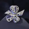 Suministro Directo de Fábrica Transfronterizo Europeo y Americano Nuevo Broche de Lazo Joyería de Corsage de Lujo Ligero Venta Caliente Metal Incrustado con Diamantes