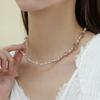 Collar de Perlas Naturales Rosa Francés Púrpura para Mujer Diseño Nicho Otoño e Invierno Cadena de Lana Elegante Cadena de Cuello con Cuentas de Cristal