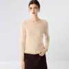 Suéter de cachemira para mujer, suéter de cachemira de cabra con cuello redondo, nueva camiseta básica de punto ajustada para otoño e invierno, cachemira de manga larga
