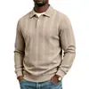 Camisa polo de jacquard a rayas para hombre de otoño, estilo europeo y americano, suelta, casual, de punto