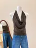 Estilo Coreano Estilo Puro Deseo Manga Murciélago Cuello Halter Top de Punto para Mujer 2026 Verano Nuevo Adelgazante sin Mangas Camisola