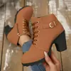 Comércio Exterior Botas de Cano Curto com Salto Alto Plus Size Estilo Clássico Botas Femininas Estilo Coreano Moda Tendência Botas de Cano Curto Quentes com Salto Grosso e Bico Redondo
