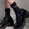 Meias de Cano Médio com Laço de Renda e Pérolas Lolita Doce Emagrecedoras Fofas Versáteis de Verão