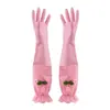 Luvas de Lavar Louça de Limpeza Doméstica de Comprimento Estendido, Luvas de Borracha Plástica Espessas e Duráveis para Cozinha e Lavanderia, Luvas de Borracha com Forro de Lã para Prevenir Manchas de Óleo