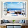 Adesivos de parede tridimensionais estéreo, pinturas de paisagem, adesivos autoadesivos, decorações de parede de fundo para sala de estar e quarto, murais de janela falsos