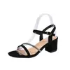 Nuevas Sandalias de Verano para Mujer 2026, Nuevas Sandalias Europeas y Americanas de Punta Redonda con Tacón Grueso y Pedrería, Sandalias de Tira Única con Tacón Alto