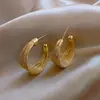 Pendientes Metálicos Estilo Europeo y Americano, Pendientes Grandes Cepillados de Personalidad Exagerada, Aros de Oreja Estilo Hong Kong Retro, Pendientes Dorados de Nicho