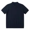 Camisa Polo de Lino Tencel Calibre 16 para Hombre, Top Delgado Transpirable de Manga Corta con Cuello Campana para Verano, Camiseta de Manga Corta Tejida Estilo Old Money