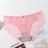 Diamante decorado sexy rendas roupa interior das mulheres sem costura low-rise ultra-fino malha transparente tamanho grande cuecas femininas