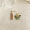 Pendientes de flor de gota de aceite esmaltado pintura al óleo para mujer, pendientes de temperamento dulce Mori, retro, de alta gama, joyería para la oreja al por mayor