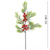 Simulación aguja de pino fruto rojo individual Navidad planta verde adornos interior y exterior decoración arreglo floral aguja de pino artificial con escarcha transfronterizo