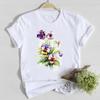 Flores hortícolas patrón de personalidad cuello redondo estampado camiseta blanca manga corta para mujer comercio exterior transfronterizo wish/ebay Amazon