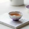 Taza de Té de Cerámica Pintada a Mano con Boca de Flor Moji Juego de Té Kung Fu Taza Maestra para el Hogar Mariposa Bajo Esmalte Púrpura Degradado