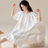 2025 Nuevo Verano Algodón Modal Camisón Fresco para Mujer Suelto Cuello Redondo Manga Corta Largo Medio Vestido Pijama Ropa para el Hogar