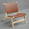Silla Sofá de Madera Maciza Nórdica Silla de Balcón Vintage para una Persona Casa de Huéspedes Casual Estilo Japonés Medio Silla Perezosa Tejida con Cuerda