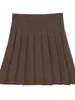 Falda plisada gris oscuro para mujer, de cintura alta, adelgazante, nuevo estilo primavera/otoño 2026, falda corta de traje JK, falda midi de línea A para petite