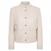 Comercio Exterior Mujeres Damas Corea del Sur Chic Moda Cuero Chaqueta de Motociclista Cuero PU de un Solo Botón Chaqueta Elegante