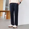 Estilo Novo Primavera e Verão Algodão-Linho de Liocel Respirável Elástico Masculino Cintura Elástica Calças Casuais Compridas de Perna Reta Calças Masculinas Tendência