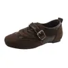 Zapatos de Ballet con Tacón Oculto Retro Zapatos de Entrenamiento Alemanes para Mujer Otoño 2026 Nuevos Zapatos Pequeños de Cuero para el Trabajo Estilo Casual Suela Suave Plana Zapatos de una Sola Pieza