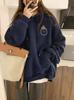 Moletom com Capuz 250g para Mulheres, Novo Estilo Coreano Primavera/Outono 2026, Tamanho Petite, Forrado com Fleece, Grosso, Solto, Top Casual