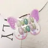10 Piezas de Manicura Infantil Estilo Ins Verde Fruta Dorada Francesa Desgastable Manicura Verde Para Niñas de 12 a 18 Años