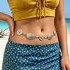 Accesorio de cadena de cintura decorativo de estilo étnico, diseño bohemio de nicho, cinturón vintage de metal tallado con turquesa para mujer