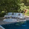 Sofá exterior de ratán, terraza de patio redondo, juego de ocio nórdico, a prueba de sol e impermeable, adecuado para villas, hoteles, jardines y casas de huéspedes