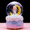 Caja de Música Bola de Cristal Congelada de Unicornio Nieve Moca Niña Adornos de Escritorio para el Hogar Regalo