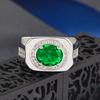 Anillo de Zafiro Verde con Baño de Platino Europeo y Americano, Anillo de Moda con Incrustaciones de Diamantes Ovalados, Anillo de Piedra Preciosa de Color, Anillo de Piedra Azul