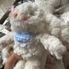 Coelho de pelúcia fofo com orelhas compridas, protetor de ombro para cinto de segurança, decoração de bloqueio para carro para grávidas, boneca, boneca, enfeites de decoração de interior de carro