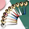 Cuchara Popular Cuchara Redonda Se Puede Añadir con logo Acero Inoxidable 304 Cuchara de Postre Doméstica Espesada Cuchara de Sopa Cuchara de Arroz Helado Regalo