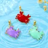 Material de Cobre Pintado Goteo de Aceite Estéreo Cangrejo Camarón Artificial Colgante DIY Joyería Hecha a Mano Accesorios de Colgante Venta al por Mayor