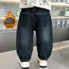 Ropa de Invierno para Niños Jeans para Niños Pantalones Gruesos con Felpa Nueva Colección 2024 Pantalones Rectos para Niños Pequeños Sueltos Cálidos