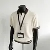 Nuevo Estilo Old Money Tejido para Hombre Manga Corta de Alta Gama con Solapa y Cremallera Camiseta Casual de Negocios