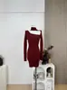 [Noche Perlada] Vestido de Perlas con Cuello Redondo para Mujer, Vestido Exquisito de Corte Ajustado