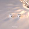 Pendientes Cuadrados de Plata s999 Incrustados de Diamantes para Mujer Lujo Ligero Lujo Ligero Pendientes Hip-hop Rock Europeos y Americanos Joyería de Moda Versátil