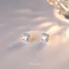 Pendientes Cuadrados Brillantes con Tachuelas de Diamante de Plata Pura S999 para Mujer, Pendientes de Tachuela Lujosos y Ligeros Estilo Hip-Hop Rock Europeo y Americano, Accesorios Versátiles de Moda