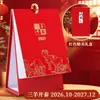 Calendário de Ano Novo de 2027, Ornamento Festivo Vermelho para Mesa, Planejador de Escritório Comercial, Calendário Mensal, Calendário de Mesa
