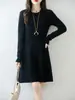 Novedad Otoño e Invierno 2026 Cuello Redondo Punto Trenzado 100% Lana Pura Vestido de Punto Suéter para Mujer Vestido de Punto de Lana