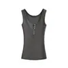 Top de tirantes sin mangas, abotonado, escote en U, puramente seductor y sexy, nuevo top básico de color liso, ajuste ceñido, moda versátil de verano para mujer