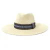Sombrero de Paja Jazz Estilo Británico Primavera y Verano para Hombres y Mujeres Nuevo Protección Solar Exterior Costera Sombrero de Playa con Visera 10CMDJS03