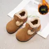 Sapatos casuais de algodão estilo Birkenstock para crianças, forrados para o inverno para aquecimento, sola macia, antiderrapante, sapatos de bebê, sapatos de algodão para meninas