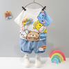 Conjunto de dos piezas de moda para niños 2021 Ropa infantil elegante y de moda para bebés Verano 4 Traje coreano de manga corta para niños de 3 años para la generación