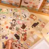 Lindas Pegatinas de Gatos de Dibujos Animados Estilo Ins, Materiales de Collage Decoración para Diario Transparentes Pegatinas DIY