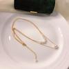 Collar de perlas de doble capa con diseño de nicho de alta calidad, cadena de clavícula con perlas de agua dulce naturales de oro de 14 k, primavera y verano, nuevo