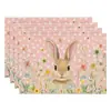 Mantel de Pascua transfronterizo lino patrón de huevo conejo impreso mantel de mesa fiesta atmósfera festiva vajilla decorativa