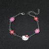 Pulseira com Pingente de Flor Hello Kitty Sanrio Anime Japonês Transfronteiriço Liga de Metal Pulseira de Pingente Atacado