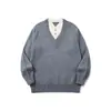 Ropa Vintage Yidao Otoño 2026 Nuevo Estilo Old Money Cuello en V Profundo Jersey de Punto Casual Holgado Falso de Dos Piezas para Hombre
